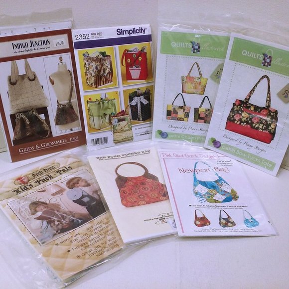 Bundle Lot of 7 Artsy Crafty DIY Sew 'Make A Tote' Patterns Shoulder Carry Bags - Picture 1 of 12
